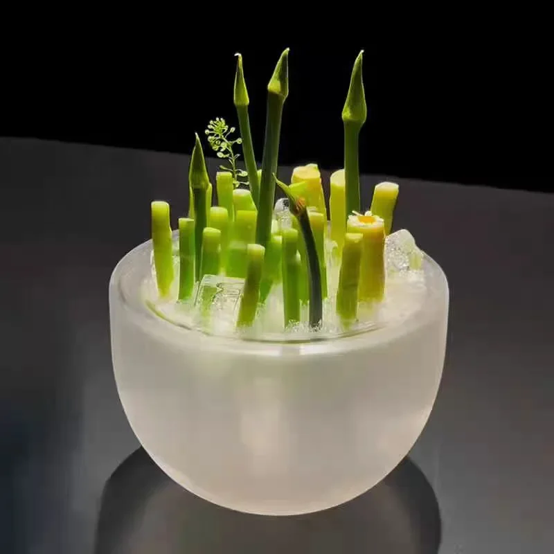 Frosted White Glass Bowl for Hot Pot Vegetables Bamboo Shoots Beef and Salmon Creative Tableware Plate High End Design