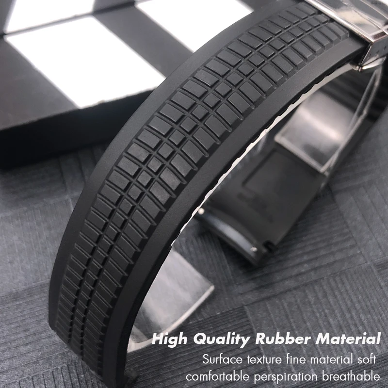 for Patek 5167/5164 PP Philippe 21mm Rubber Watchband Replacement Aquanaut Folding Buckle Silicone Watch Strap Metal Pin