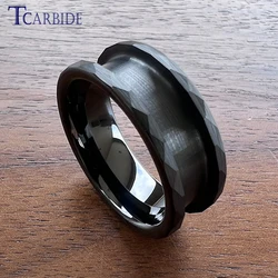 Wholesale Dropshipping 8mm Tungsten Blanks Hammer Empty Ring 5.0 Groove Domed Brushed Finish Comfort Fit