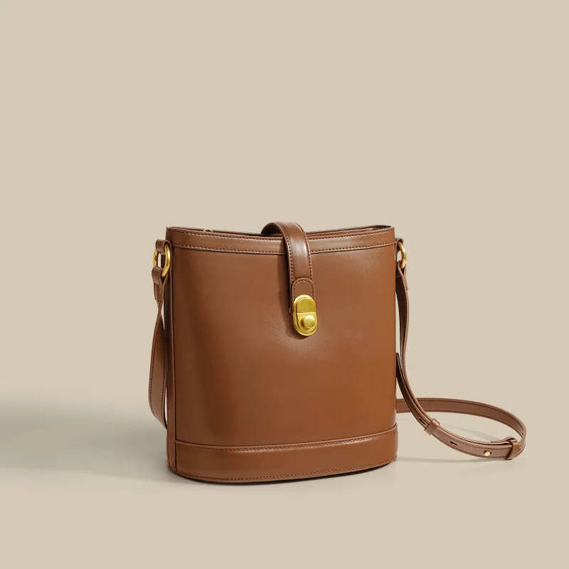 LOERSS-Bolsa de balde vintage de couro de vaca para mulheres, moda de deslocamento, bolsa de ombro casual tiracolo feminino