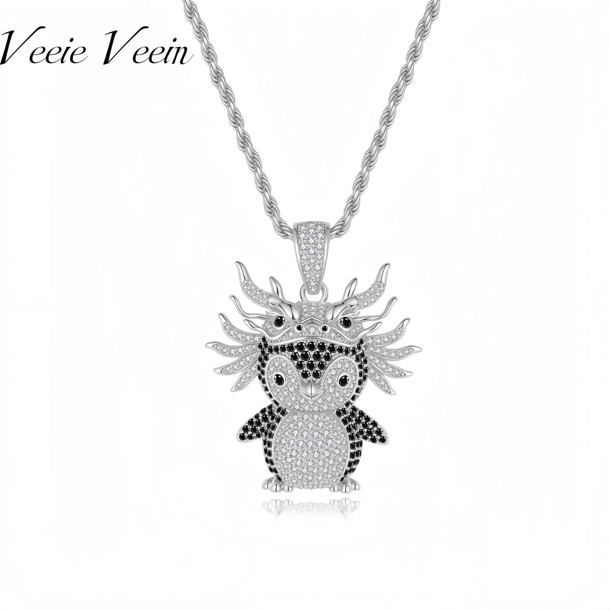 

Veeie Veein Элитный бренд S925 Ожерелье из стерлингового серебра Qilin Голова дракона Пингвин Сертификат GRA Модное ожерелье Ювелирные изделия
