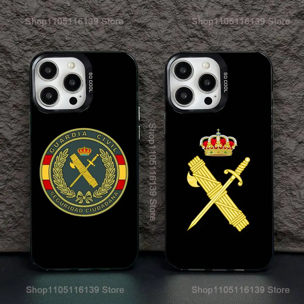 

Spanish Guard Civil Emblem Phone Case For iPhone 16,15,14,13,12,11,Pro,XS,Max,Plus,Mini,SE Black Candy Matte Shockproof Cover