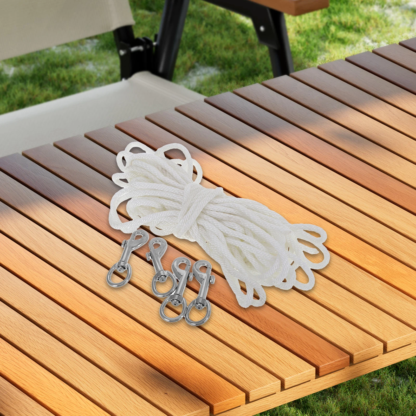 

1Set Flagpole Rope and Clips Kit Braided Nylon Replacement Durable for Outdoor Garden Camping Flag Pole Accessories