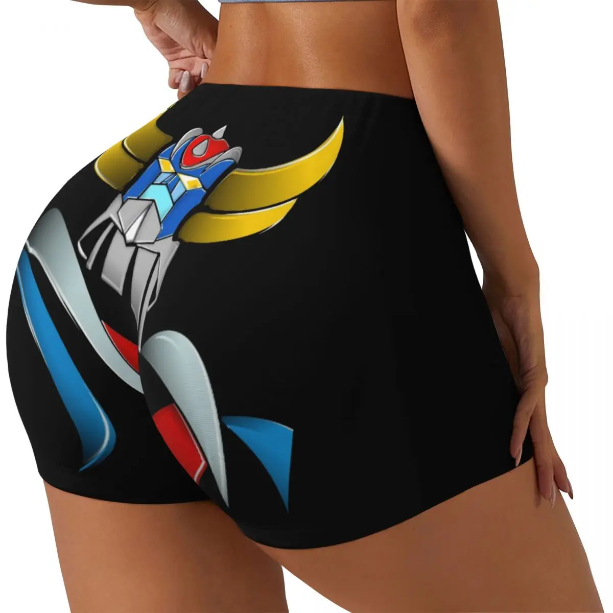 Custom Grendizer Goldrake UFO Robot Volleyball Biker Gym Shorts Women's Anime Manga Athletic Workout Yoga Shorts