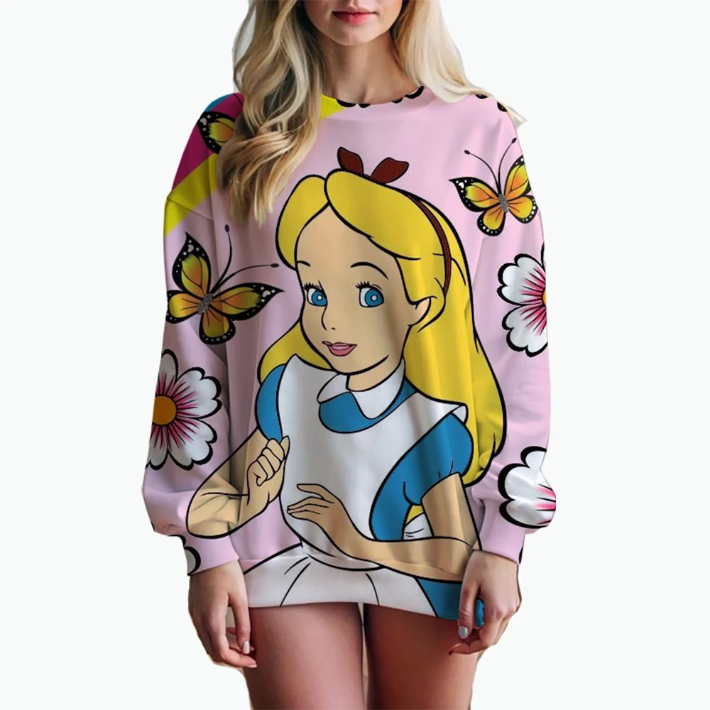 Women\'s Long Sleeve Sweatshirts Disney Princess O Neck High Quality Kawaii Youthful Woman Clothes New S-3XL Lovely Streetwear