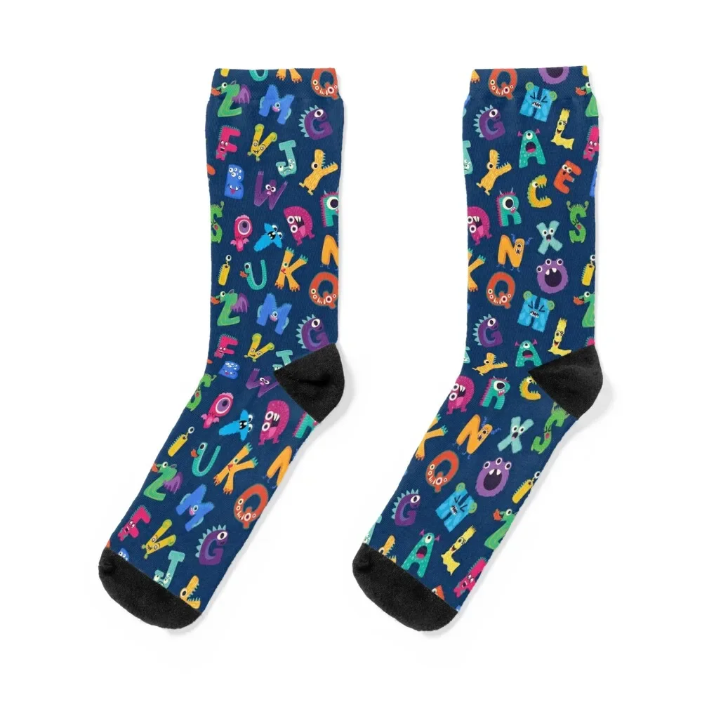 

Adorable Monster Alphabet Pattern Socks aesthetic luxury winter thermal winter Men Socks Luxury Brand Women's