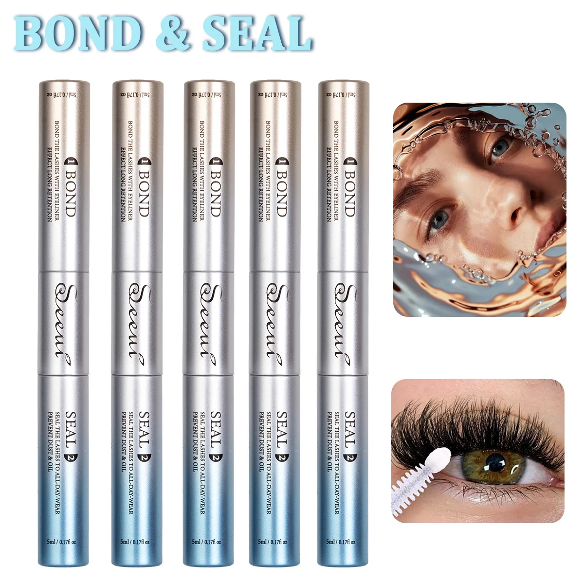 Wimpernkleber Bond and Seal, langanhaltend, starker Halt, wasserdicht, 2-in-1 Cluster-Wimpernkleber für DIY-Wimpernverlängerungen – Detail 2