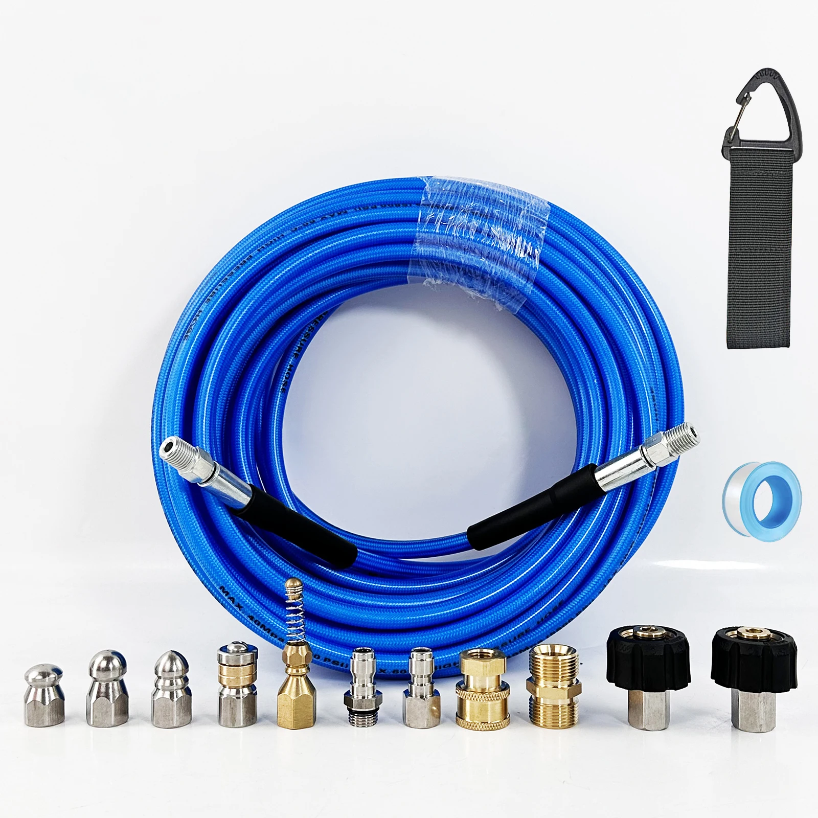 

0.5-50M 3800PSI Blue PVC High-Pressure Cleaning Hose Suitable For Karcher And Other Series Cleaning Machines For Sewer Blockage