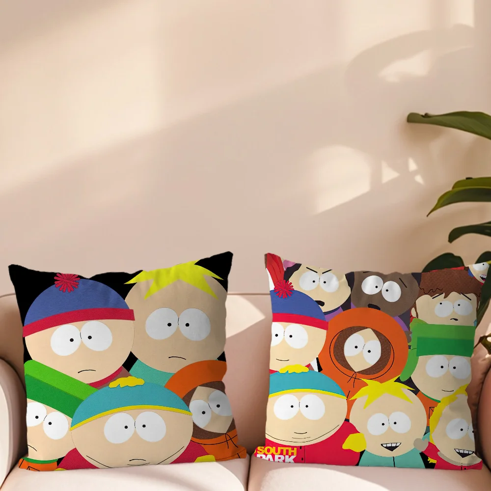 Cartoon S-South P-Park Pillow Case Living Room Accent Couch Back Support Square Lounge Restful Nap Companion ﻿