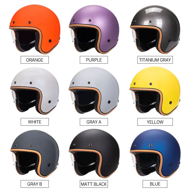 Low Profile Purple Men Women Retro Jet Motorcycle Helmet Small Shell 3/4 Open Face Casque Capacete Casco Motos Hombre