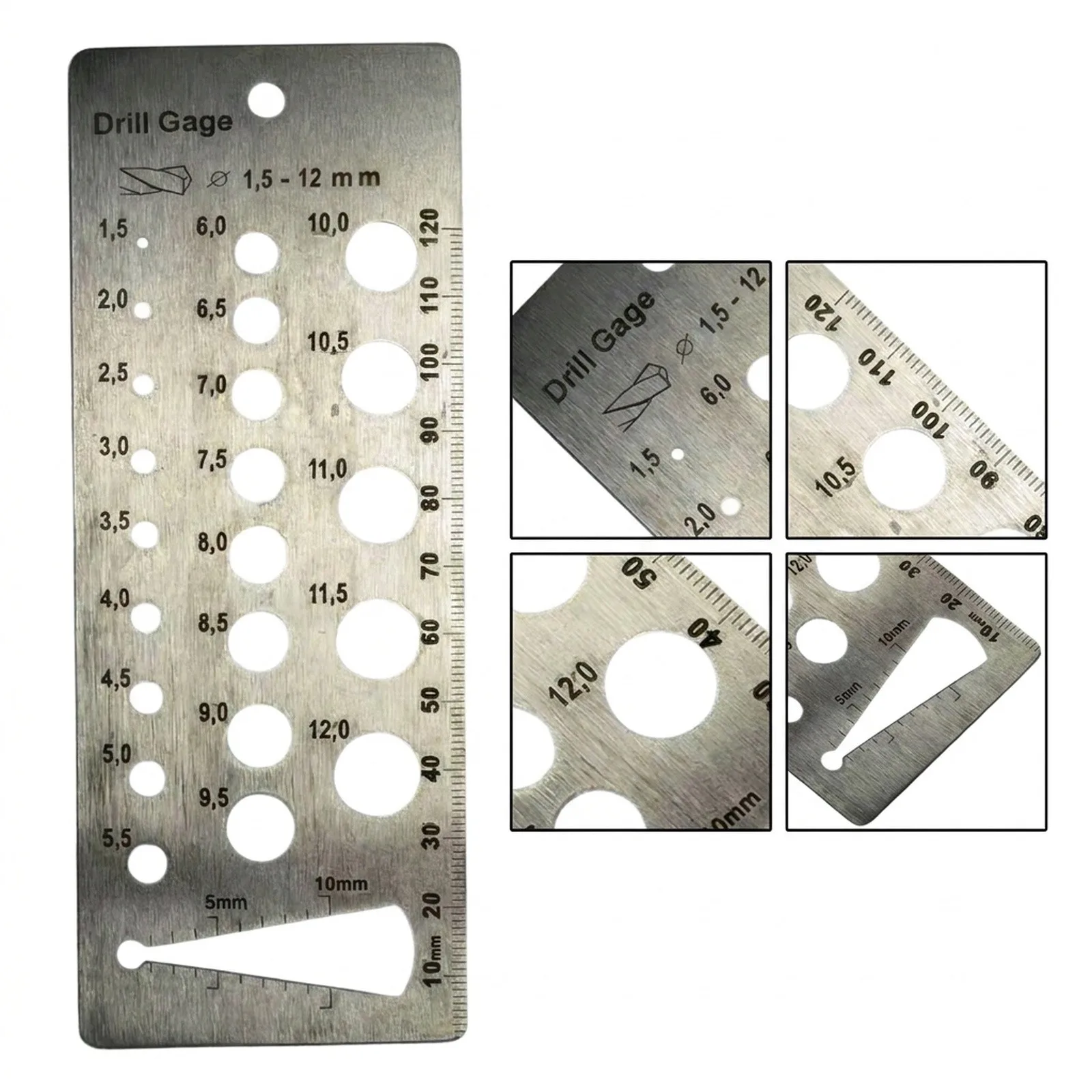 Stainless Steel Drill Gauge Designed for Accurate Drill Bit Identification with Clear and Permanent Fractional Decimal Markings