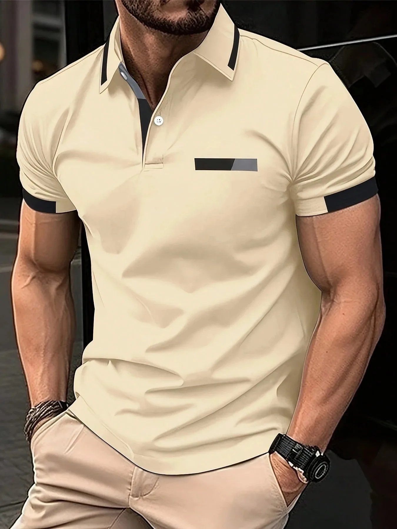 The new men's POLO shirt for summer 2025 features a casual fashionable comfortable and soft 3D pattern print
