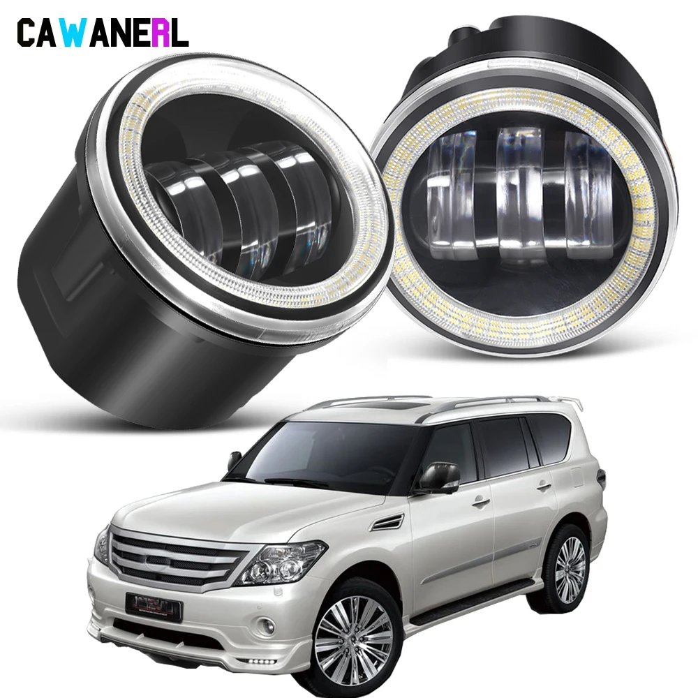 2 X 30W Car LED Fog Light with Angel Eye DRL Fog Daytime Running Lamp For Nissan Patrol 3/III Y62 2010 2011 2012 2013 2014 2015