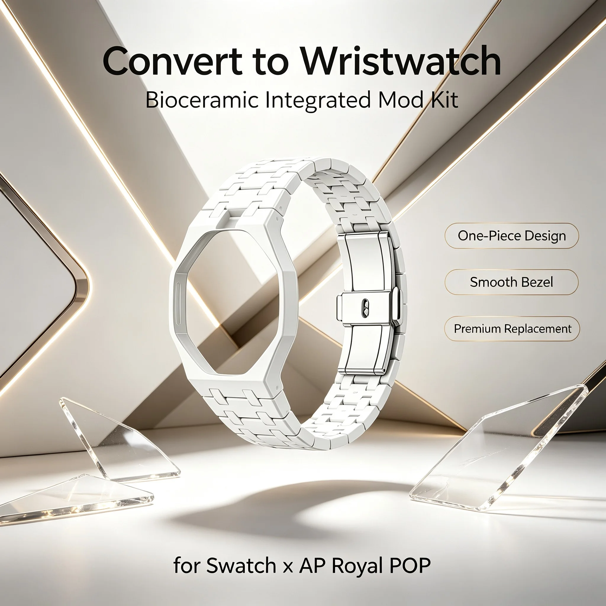 Bioceramic Case Bezel Watch Band Integrated Mod Kit for Swatch x AP Royal POP Lightweight Scratch Resistant Accessories
