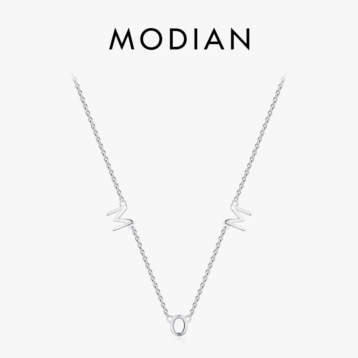 

MODIAN Classic Design 925 Sterling Silver Letter Mom Pendant Necklace For Women Mom Mother's Day birthday Christmas Sweet Gift