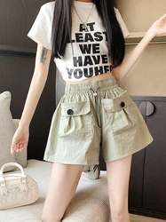 New Women's Kerea Style Design Pants, Pocket Work Pants, Loose, Wide Leg, Casual, Spring, Summer