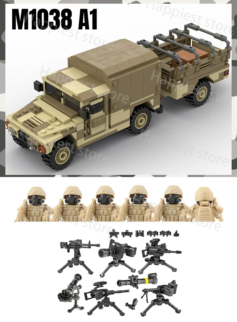 MOC Hummer Armored Vehicle US Special Forces Building Block Military M1038A1 Car Truck Figures Soldiers Army Bricks Kids Toys