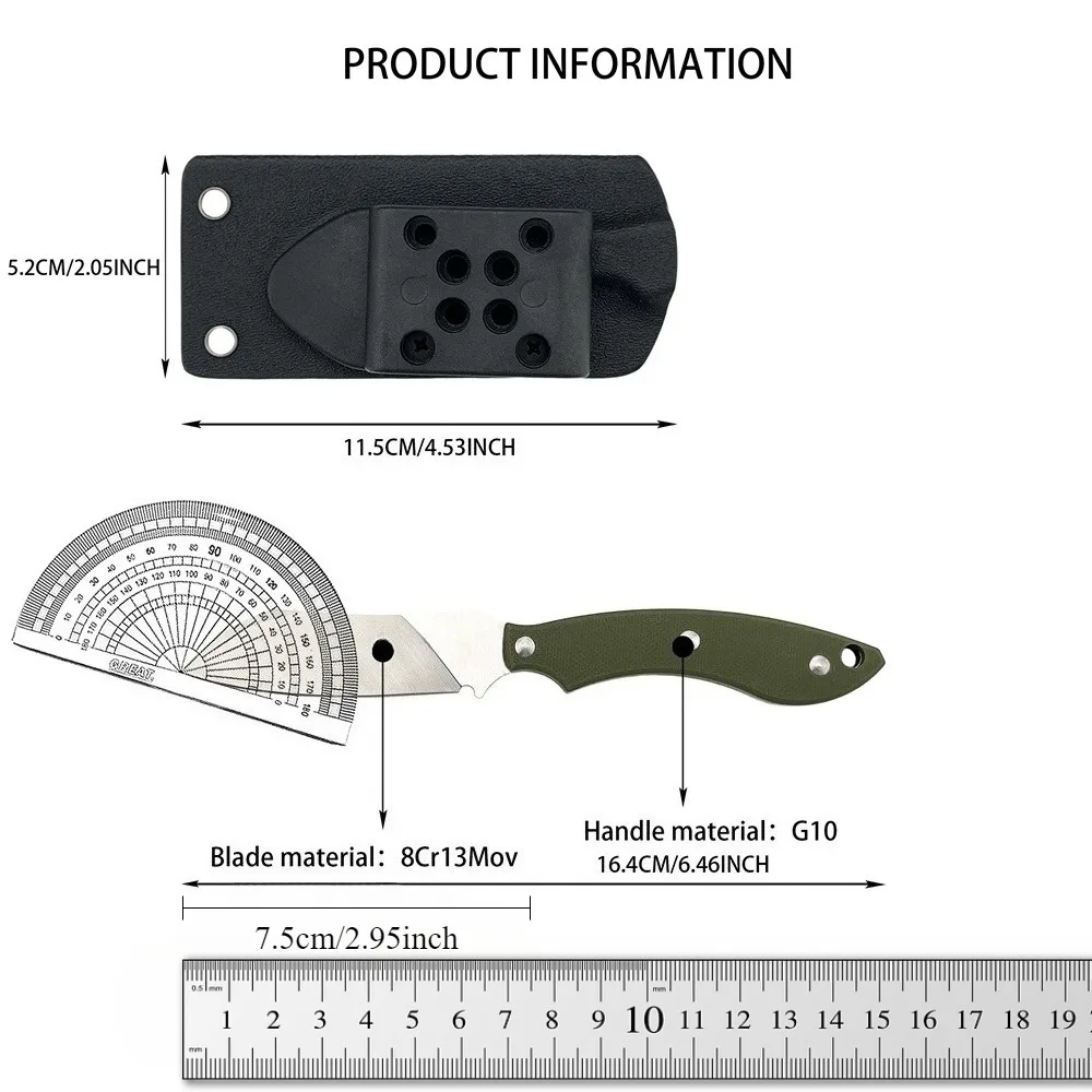 STOK التكتيكية سكين ثابت 8Cr13MoV شفرة فولاذية G10 مقبض الصيد في الهواء الطلق التخييم أداة متعددة مع غمد EDC أدوات #6