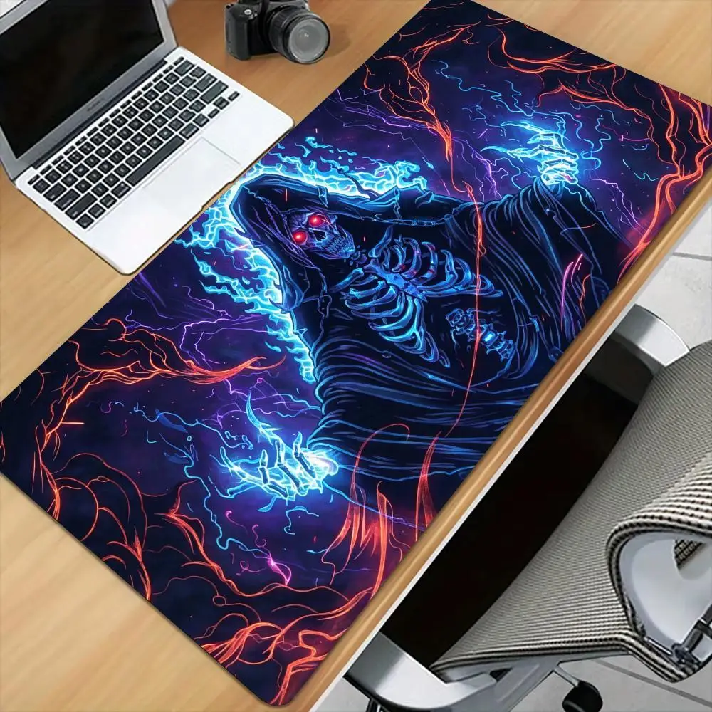 Magical Skeleton Wizard Mouse Pad Desk Mat with Stitched Edge XXL Mousepads Rubber Anti-slip Gamer Keyboard Rug Gaming Mats