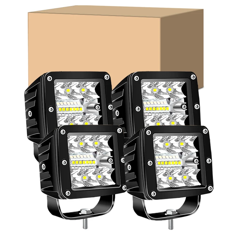 

4 Pieces 3 inch LED Pods Light Bar 3000+Lm Waterproof Spot Beam Led Work Light Off Road Lights Driving Light Compatible with Tr