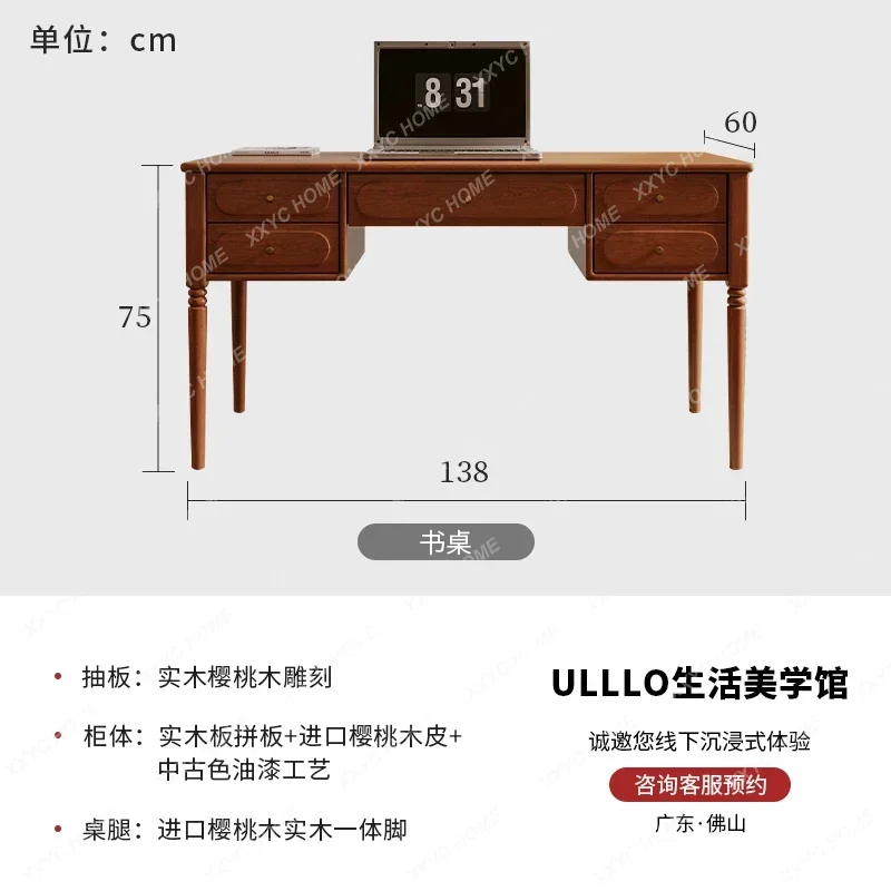

X36 Solid Wood Desk Home Study Bedroom Antique Long Computer Desk Writing Desk