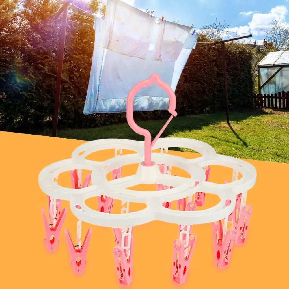 16개 클립 접이식 옷걸이 양말 건조대 휴대용 랙 빨래집게 방풍 양말 건조기 속옷 란제리 걸이용