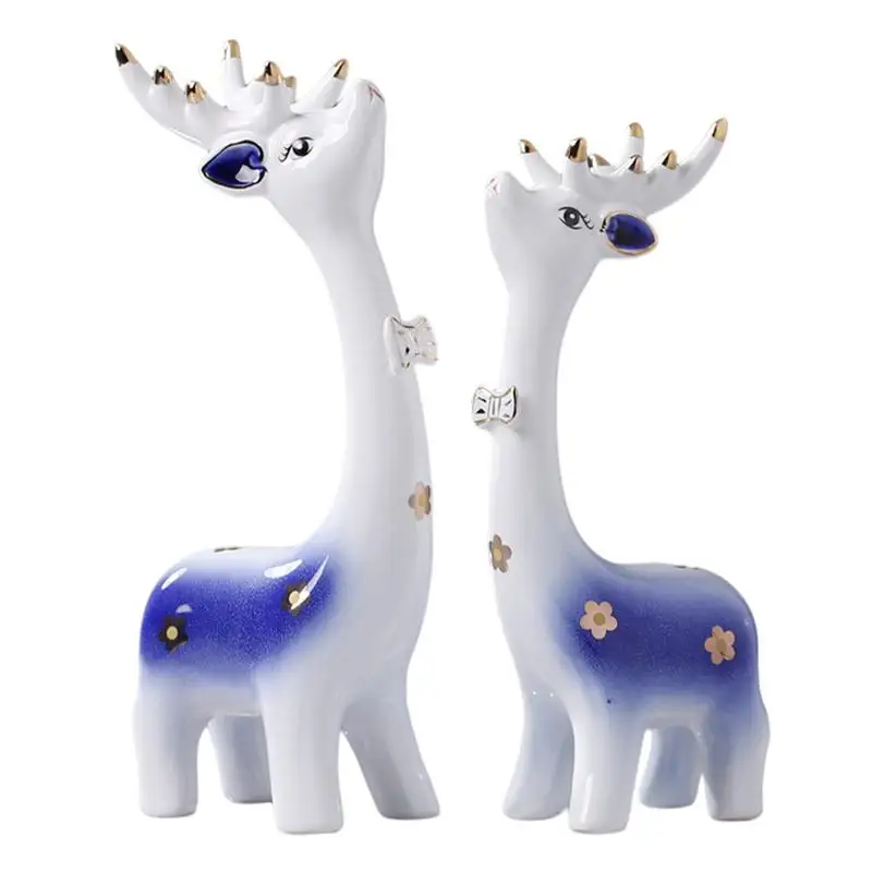 

Ceramic Reindeer Figurines Deer Figurine Animal Statue Deer Statue Ceramic Desk Decor 2 Pcs Reindeer Figurine Collectible