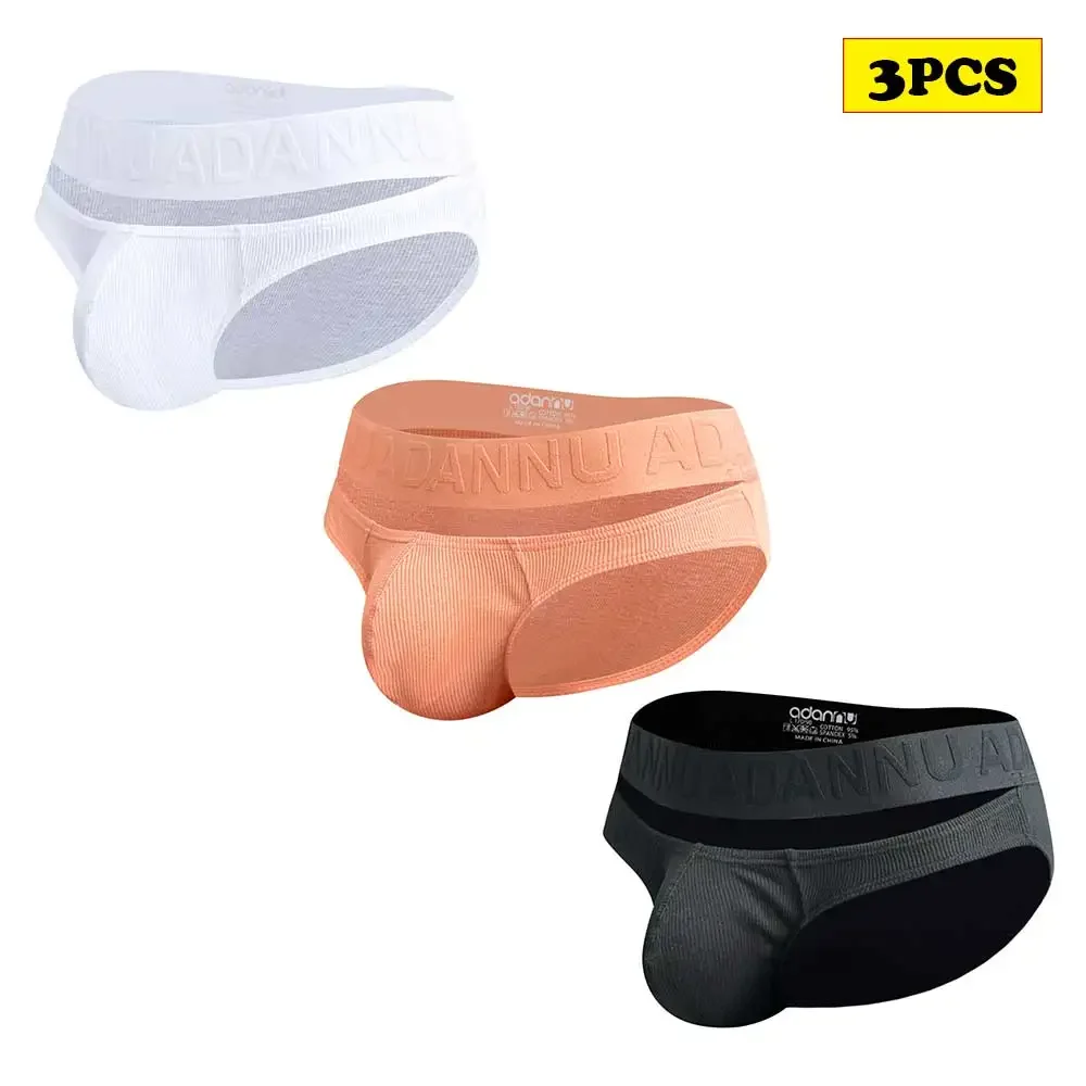 

3PCS 2024 New Men Sexy Underwear Cotton Hollowing Briefs Male Bikini Jockstrap Brief Gay Sissy Panties Underpants for Men AD793