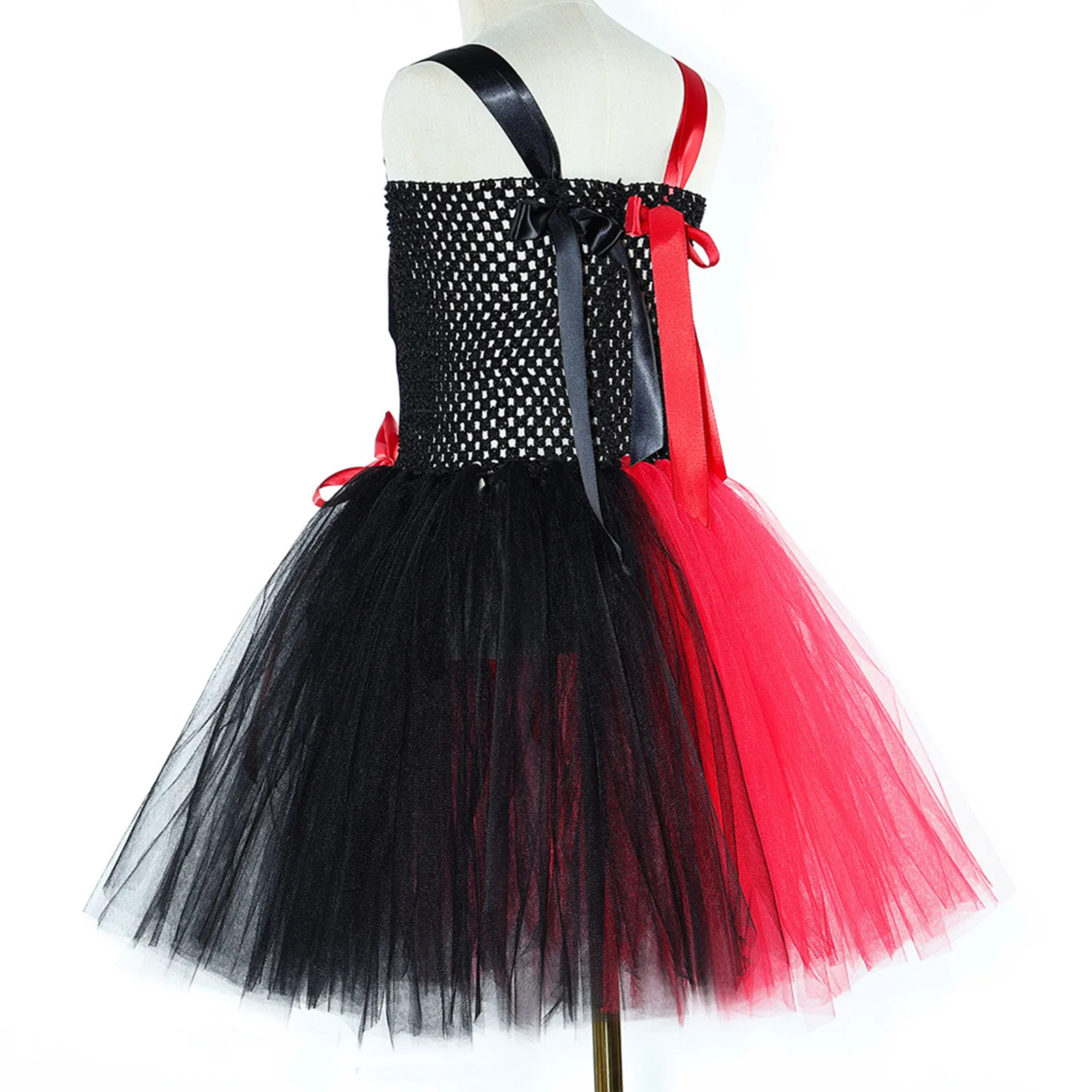 Meisjes Clown Halloween Cosplay Kostuum Verstelbare bandjes Rekbare gezwollen jurk met accessoires 6-delige set Verkleedfeestoutfit