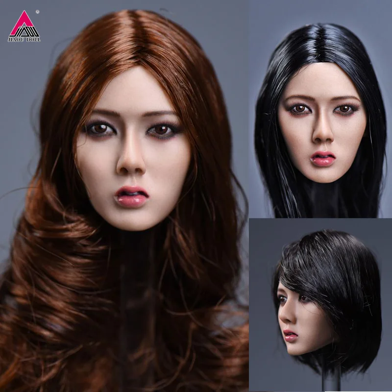 YMTOYS 1/6 Head Sculpt Asian Female Star Xiu Long Short Hair Head Carved For 12