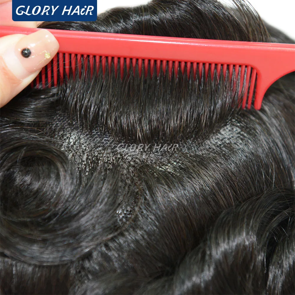 

6×8 6×9 7×9 8×10 inches GL Men Toupee Wig Full French Lace Capillary Prothesis Hair System 130% Density Real Human Hair