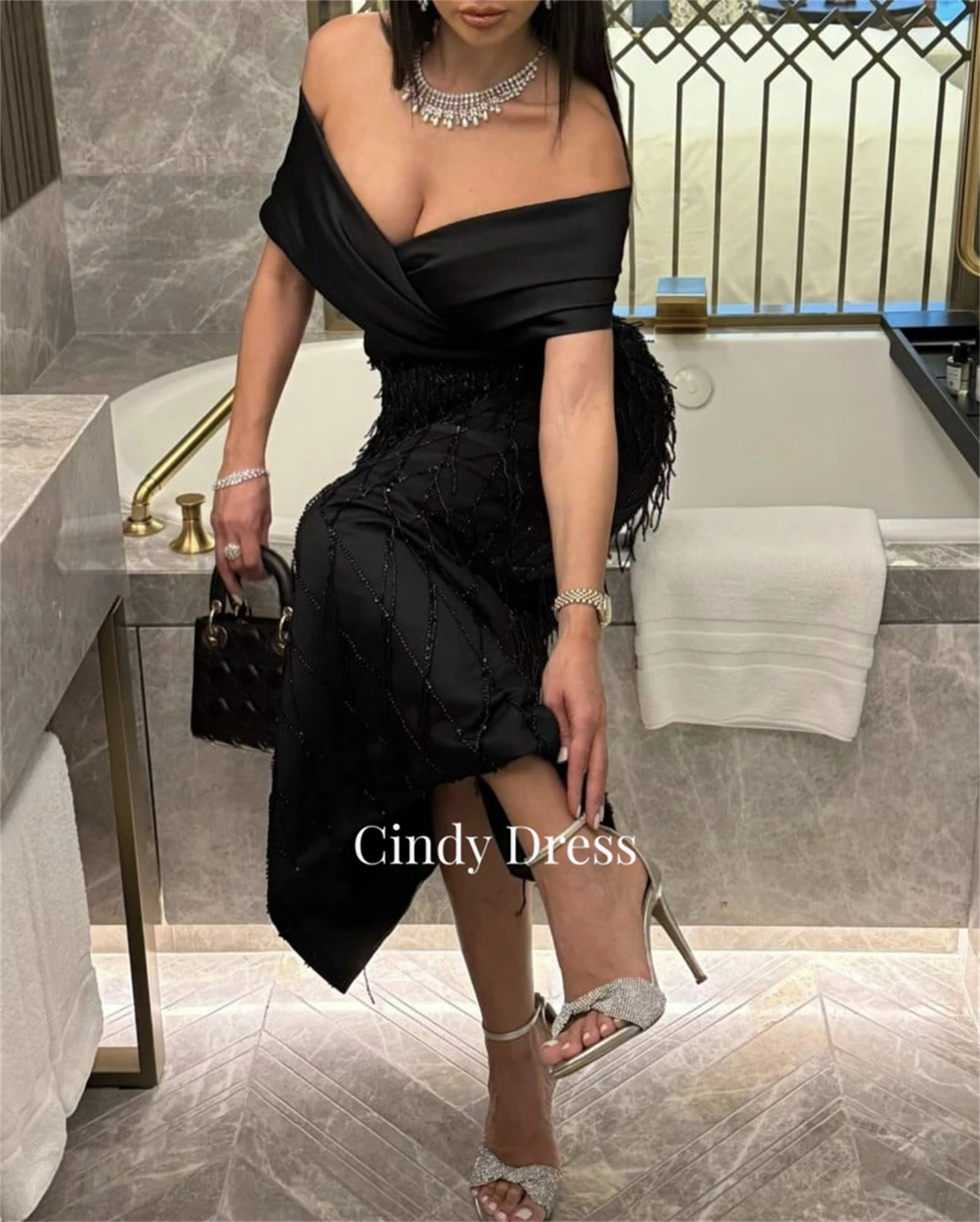 Cindy Abendkleid luxuriöse Satin Grace schwarze Kleider für besondere Ereignisse Kleid Frau elegante Abschluss ball Hochzeiten Party Frauen