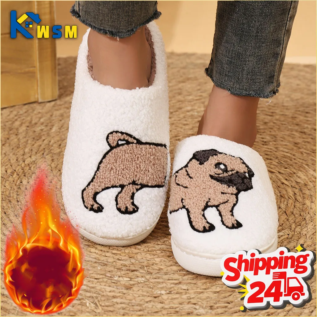 

Autumn and Winter Women's Slippers Plush Cow Cat Fuzzy House Shoes Extra Warm Thick Fleece Lined Cozy Indoor Bedroom Comfort