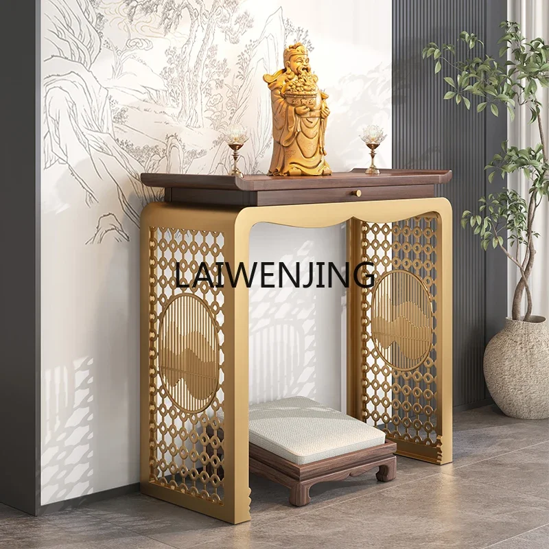 SGF solid wood table stainless steel bar case God of Wealth new Chinese Buddha table