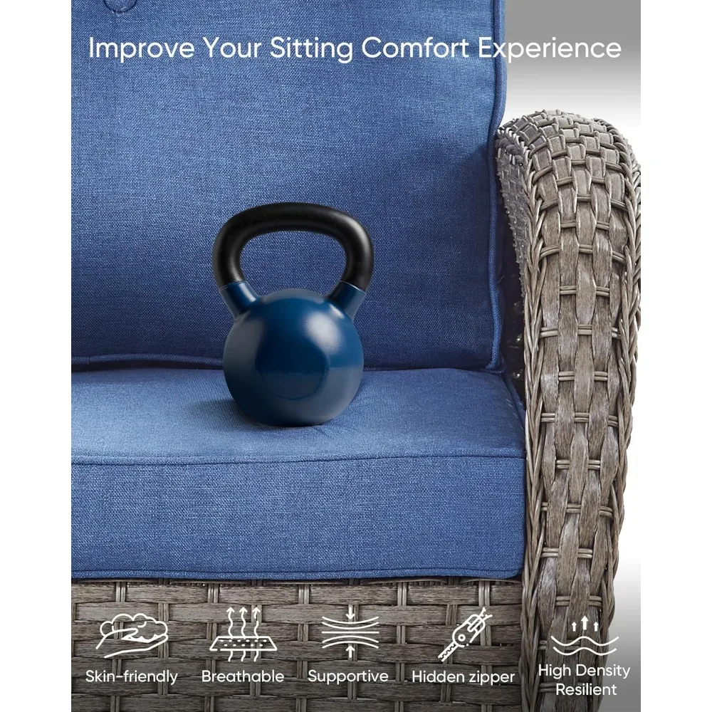 All-Weather Wicker 3-Piece Outdoor Rocking Chair Set with Swivel Chairs and Side Table for Small Patio