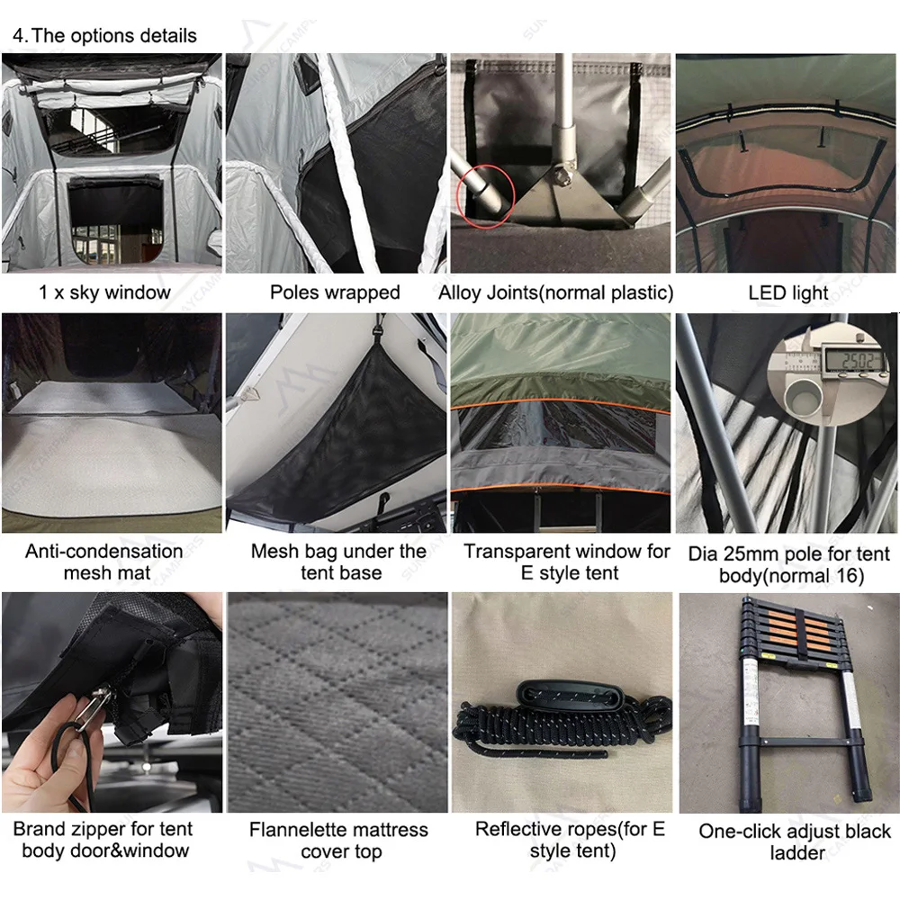 OEM 4 الموسم على السطح خيمة قابلة للطي لينة سيارة التخييم 4x4 شاحنة التخييم خيمة سقف علوي للبيع #3