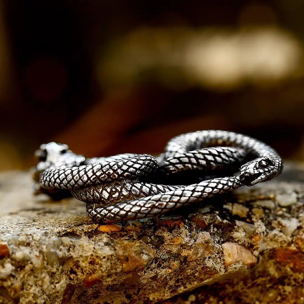 Mysterious Snake Pendant Vintage Stainless Steel Snake Pendant Necklace for Men Rust-proof Coiled Pendant Unique Jewelry for Men