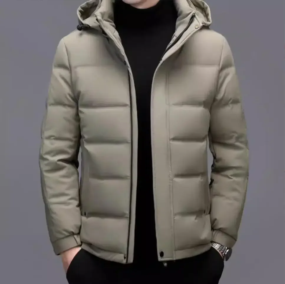 

2024 Winter New Fashion Men White Hooded Duck Down Jackets Men's Thick Warm Parka Overcoat Down Coat 4XL Classic Coat