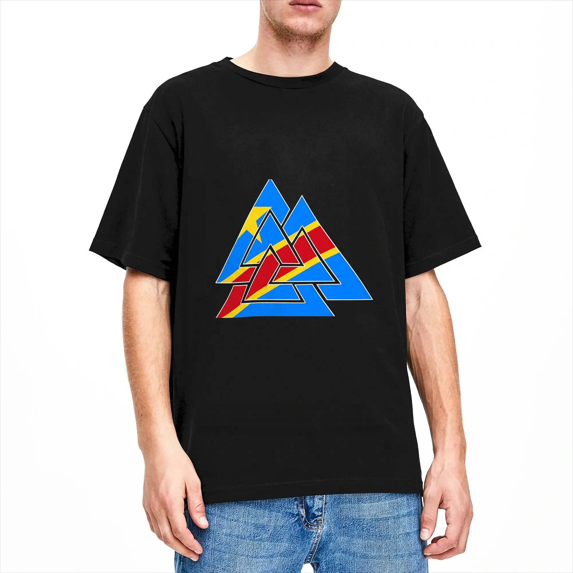 Congo Flag  Cotton T-Shirt For Men's Summer  Vintage T Shirts O-Neck Hip Hop Tees Oversized Cheap Tops
