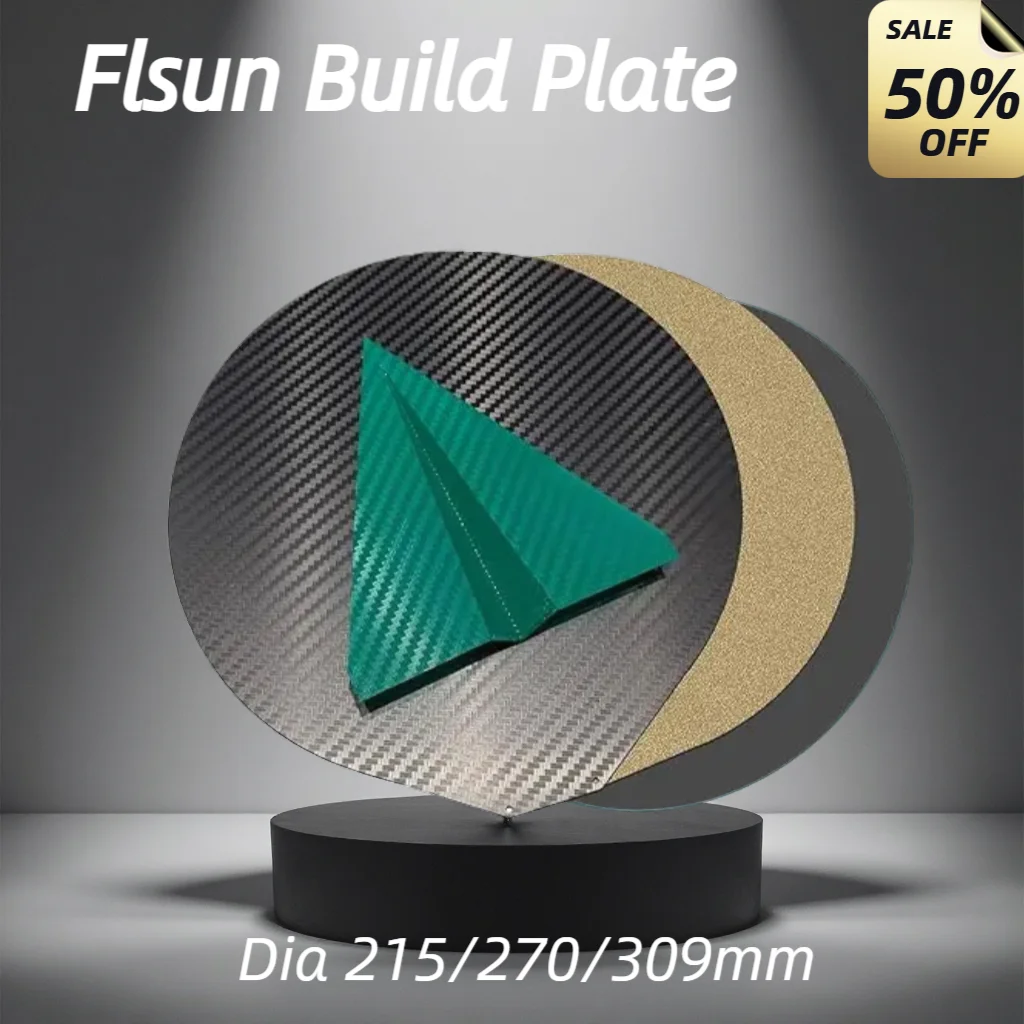 ENERGETIC  Flsun Smooth PET/PEO/PEY Build Plate Dia 215/270/309mm Flexible Spring Steel Sheet Textured/Smooth Magnetic Platform