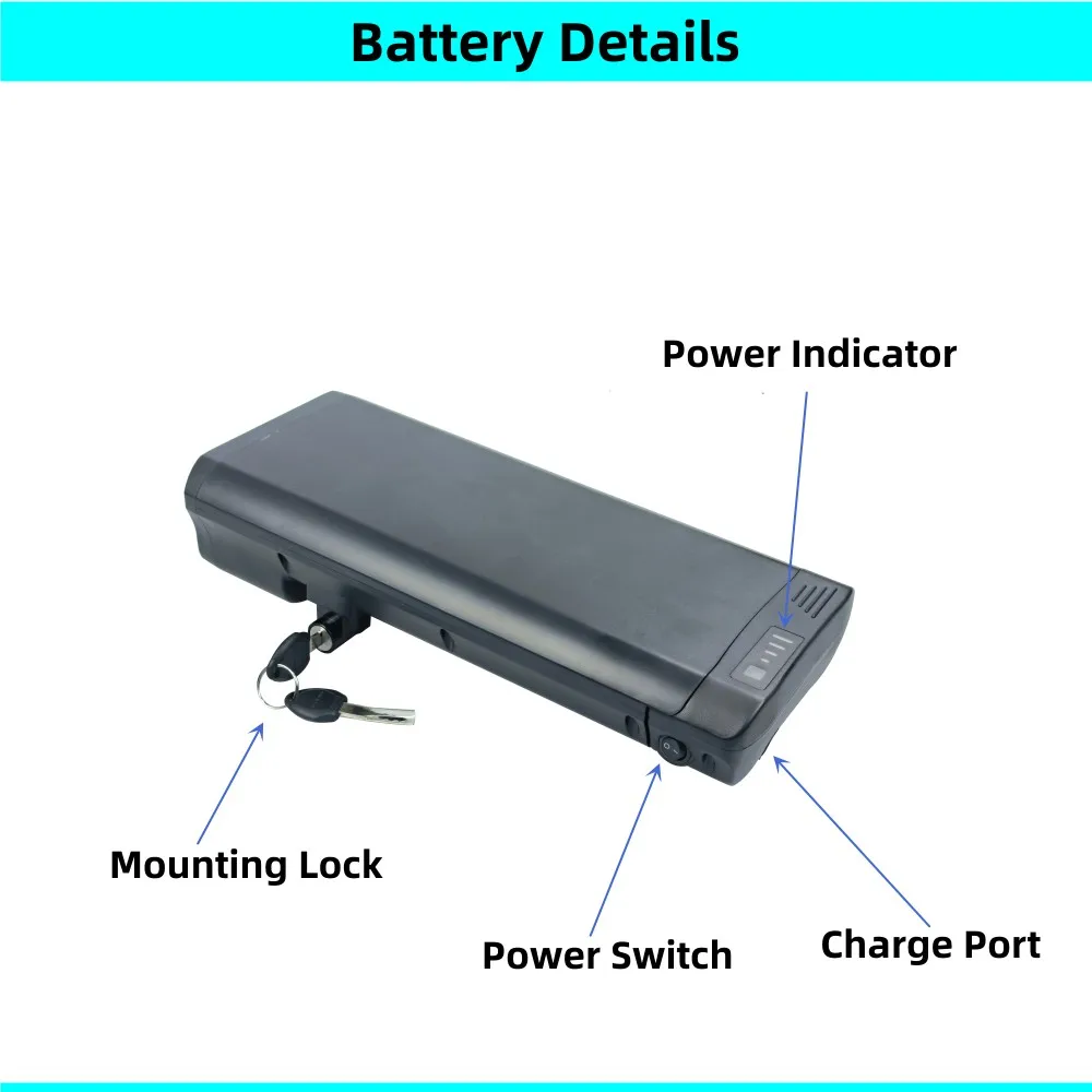 Folding Bike Rear Rack Battery 24V 7.8Ah 8.7Ah 36V 6.6Ah 7.8Ah 10.5Ah for Fold Green QDOS Elife Regency eGlide Toplife E-1000