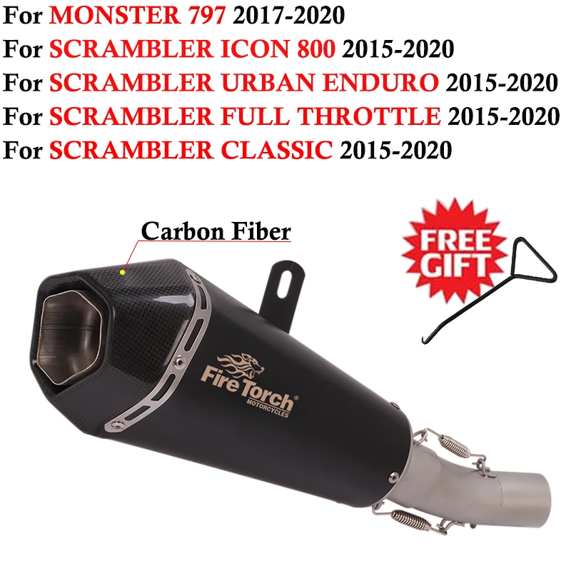 Slip On For DUCATI Scrambler 8002015-2020 Monster 797 2017-2020 Motorcycle Exhaust Escape System Modified Mid Link Pipe Muffler