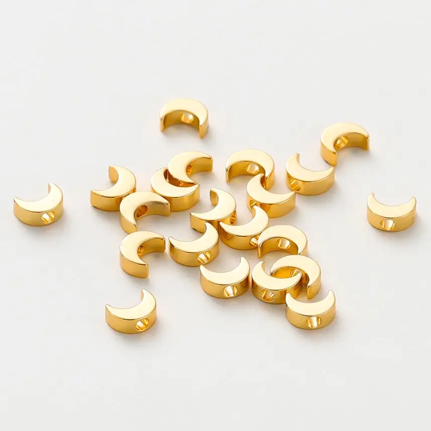 20 sztuk/worek 14K 18K pozłacane kolorowe platerowane kształt księżyca luźne koraliki dystansowe z otworem dla DIY biżuteria naszyjnik akcesoria do bransoletki