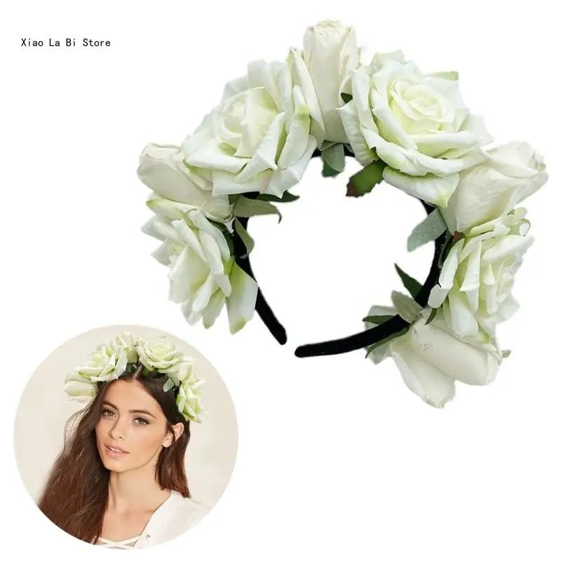 Elegant Flower Hairband Bohemian Headband for Girl Trend Model Show Performances Wedding Party Jewelry XXFD