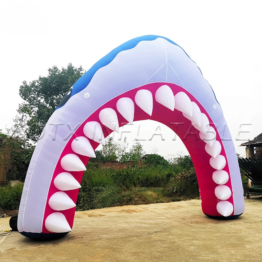 For Ocean Event Advertising Clearance Custom Outdoor Activity Inflatable Shark Mouth Arch With Blower Inflatable Animal Archway