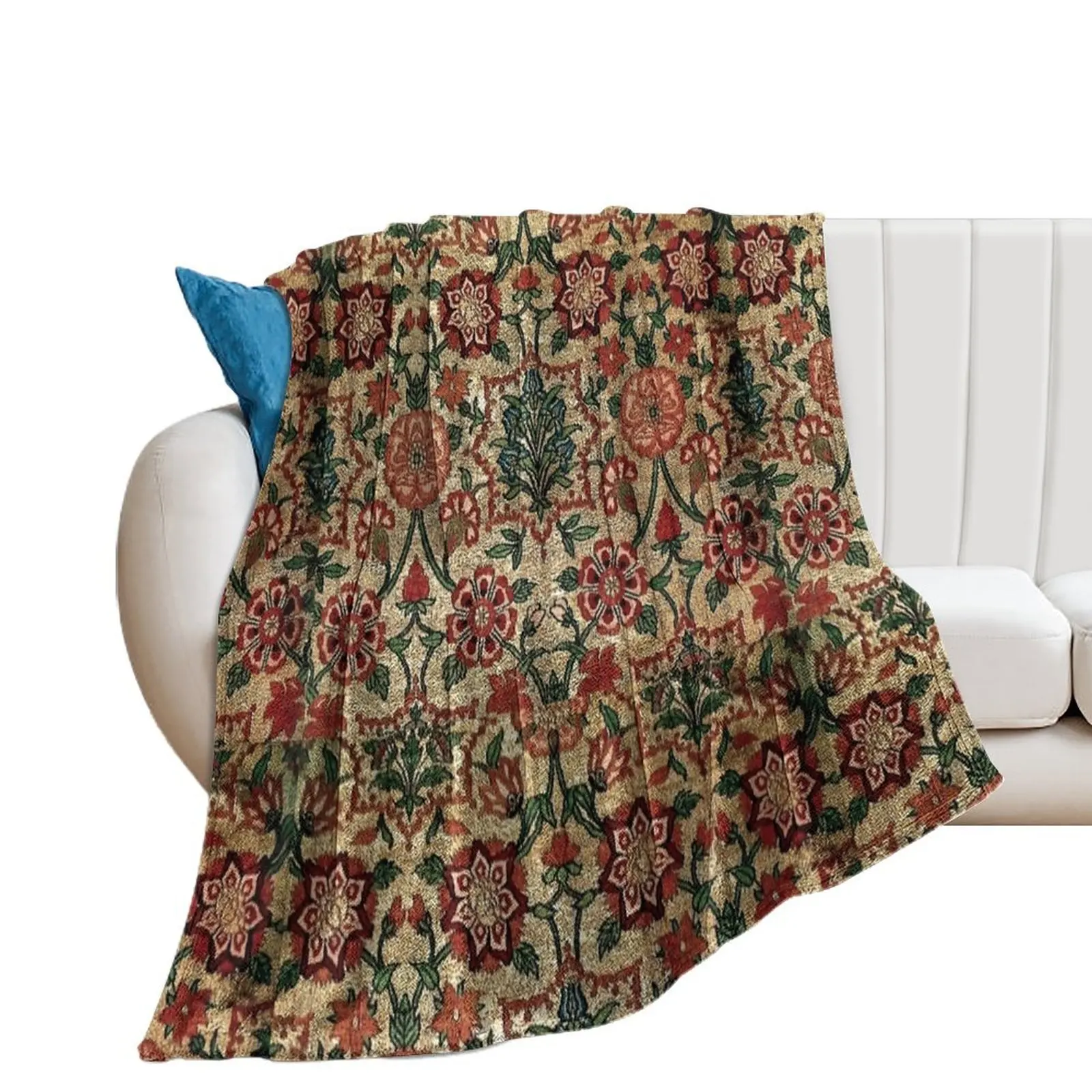 

Ancient Turkish tapestry - Green Throw Blanket Furry Picnic Multi-Purpose Thermals For Travel Blankets