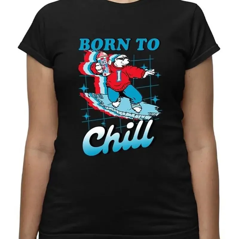 Officially Licensed ICEE Born To Chill Surfing Polar Bear Women's T shirt