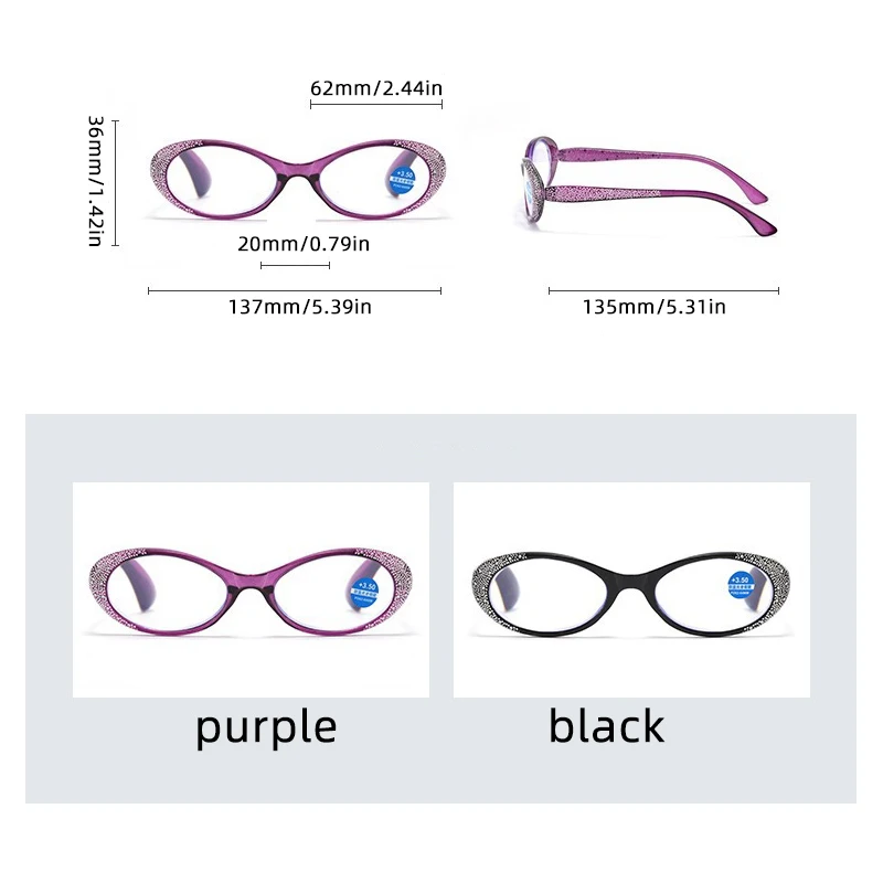 New Fashion Anti-blue Light Reading Glasses Women Gafas Woman Prescription Glasses Flash Imitation Diamond Eyewear +100-+400