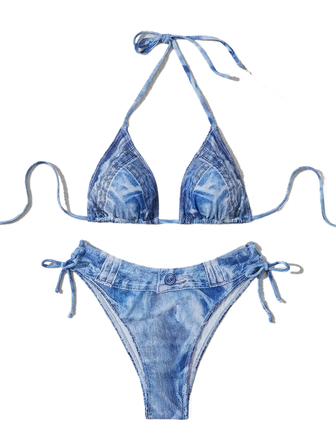 Sexy Micro Bikini Swimsuit 2024 Woman Denim Print Swimwear Thong Bikinis Sets Brazilian Women Bathing Suit Beach Wear Biquini