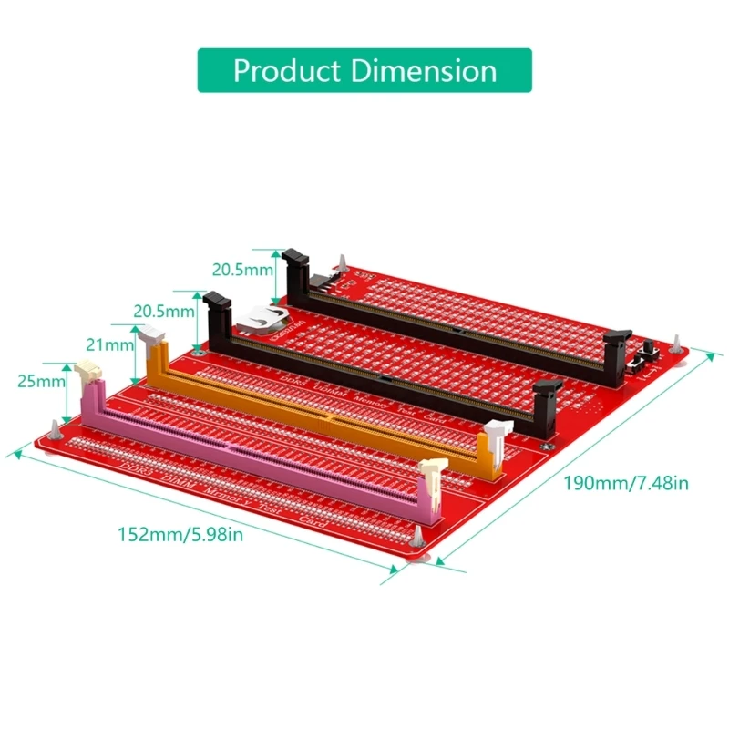 Tester memoria DDR3/4/5 RDIMM/UDIMM con indicatore LED Pulsante test alimentazione USB C Test memoria DDR3/4/5 del